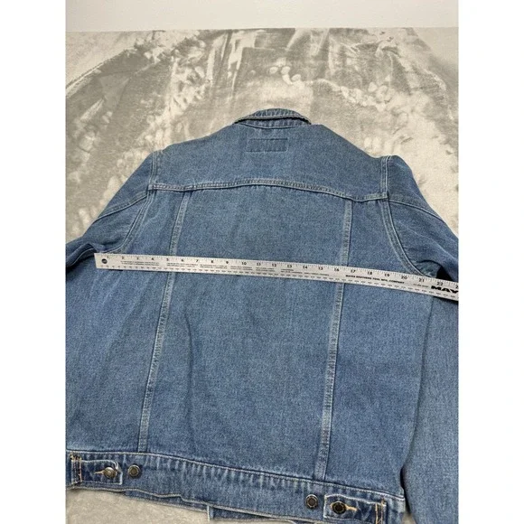 Vintage Wrangler Trucker Jacket Mens Small/Medium Blue Denim Jean Western 90s - Picture 5 of 6